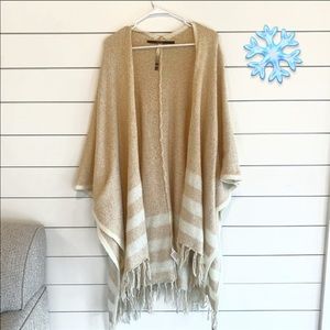 Kensie | Macy’s | Cream and white oversized wrap with fringe hem